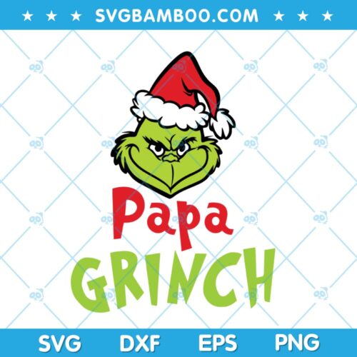 2 Papa Grinch Santa Hat SVG, Chritsmas Grinch Papa SVG, Grinch Papa Santa Hat SVG, Grinch Family SVG DXF EPS PNG