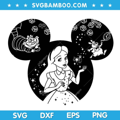 Alice Disney Ears SVG, Alice In Wonderland Disney Princess SVG, Alice in Wonderland SVG DXF EPS PNG