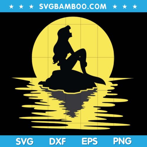 Ariel Moon SVG, Disney Ariel and The Moon SVG, The Mermaid SVG, Mermaid and Moon SVG DXF EPS PNG