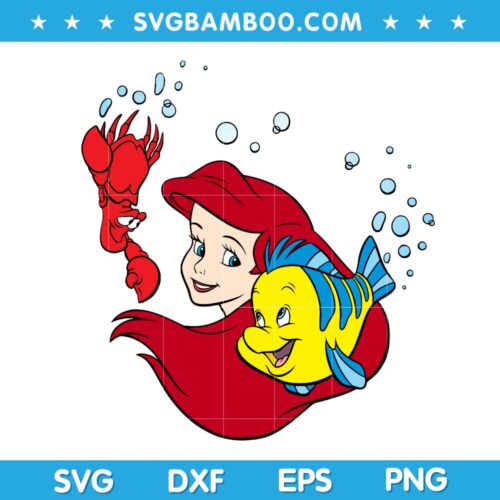 Ariel Sebastian Flounder SVG, Disney Ariel SVG, Disney Sebastian SVG, Disney Flounder SVG DXF EPS PNG