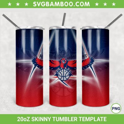 Atlanta Hawks 20oz Skinny Tumbler Template PNG, NBA Atlanta Hawks Tumbler Wrap PNG, Basketball Sports Tumbler Sublimation Design PNG Download