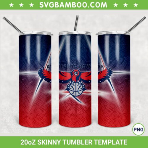 Atlanta Hawks 20oz Skinny Tumbler Template PNG, NBA Atlanta Hawks Tumbler Wrap PNG, Basketball Sports Tumbler Sublimation Design PNG Download