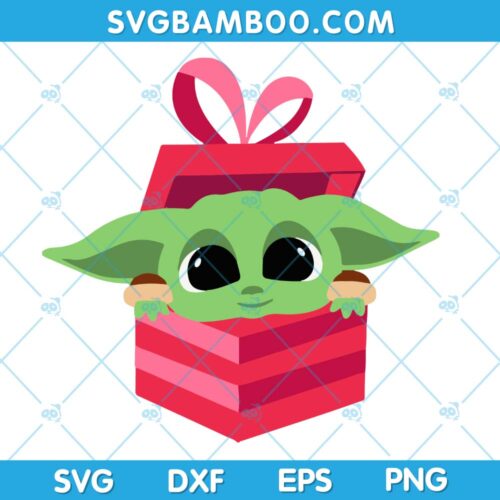 Baby Yoda Giftbox SVG, Cute Yoda Gift Star Wars SVG, Disney Yoda Cute SVG, Yoda Baby SVG DXF EPS PNG