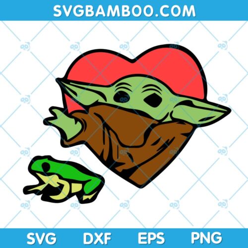 Baby Yoda and Frog SVG, Star Wars Baby Yoda Heart SVG, Star Wars Yoda SVG, Yoda Baby SVG DXF EPS PNG