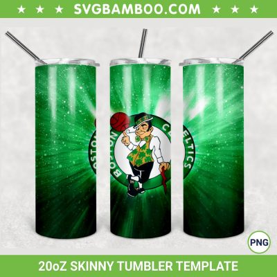 Boston Celtics 20oz Skinny Tumbler Template PNG, NBA Boston Celtics Tumbler Wrap PNG, Boston Celtics Basketball Tumbler Sublimation Design PNG Download