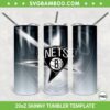 Brooklyn Nets 20oz Skinny Tumbler Template PNG, Brooklyn Nets Logo Tumbler Wrap PNG, Basketball Tumbler Sublimation Design PNG Download