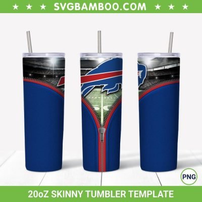 Buffalo Bills Zipper 20oz Skinny Tumbler Template PNG, Buffalo Bills Tumbler Wrap PNG, Buffalo Football Tumbler Sublimation Design PNG Download