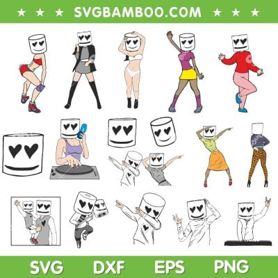 DJ Marshmello SVG Bundle, Marshmello Sexy Girls SVG Bundle, Dacing Girls DJ Marshmello SVG DXF EPS PNG