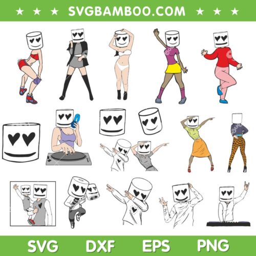 DJ Marshmello SVG Bundle, Marshmello Sexy Girls SVG Bundle, Dacing Girls DJ Marshmello SVG DXF EPS PNG