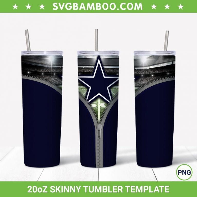 Dallas Cowboys Zipper 20oz Skinny Tumbler Template PNG