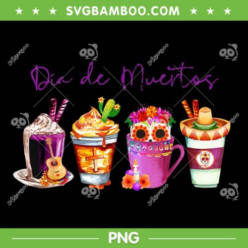 Dia De Los Muertos Skull Coffee Latte PNG, Day Of The Dead Drinks PNG, Dia De Los Muertos PNG