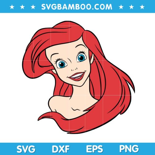 Disney Ariel Face SVG, Disney Ariel Portrait SVG, The Mermaid SVG, The Mermaid Face SVG DXF EPS PNG