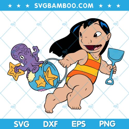 Disney Lilo In The Beach SVG, Lilo Pelekai On The Beach SVG, Disney Cartoon SVG DXF EPS PNG