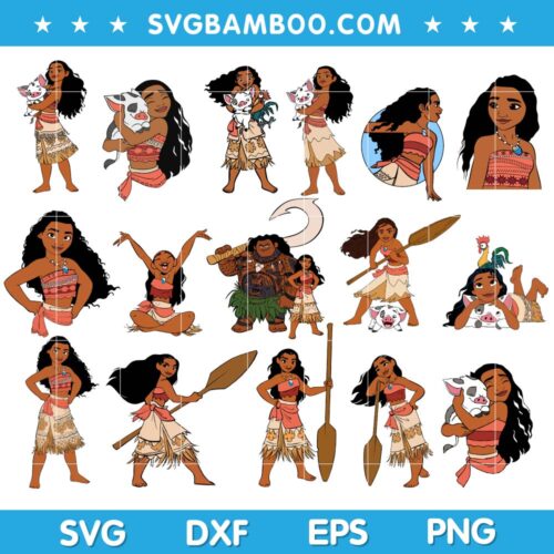 Disney Moana SVG Bundle, Moana Disney Princess SVG Bundle, Baby Moana SVG Bundle DXF EPS PNG