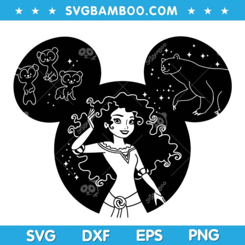 Disney Mouse Brave Merida Princess SVG, Mickey Ear Brave Merida SVG, Disney Princess SVG DXF EPS PNG
