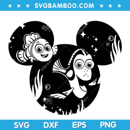 Disney Mouse Ear Finding Nemo SVG, Disney Character Ears SVG, Dory Disneyland Ears SVG DXF EPS PNG