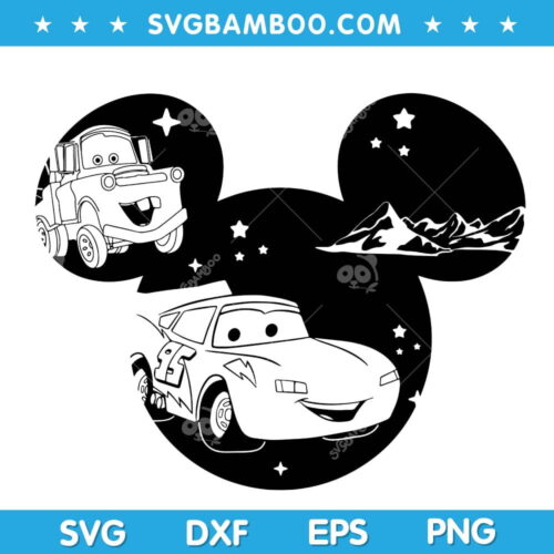Disney Mouse McQueen Cars SVG, Disney Pixar Car Mickey Ear SVG, Mickey Car SVG DXF EPS PNG