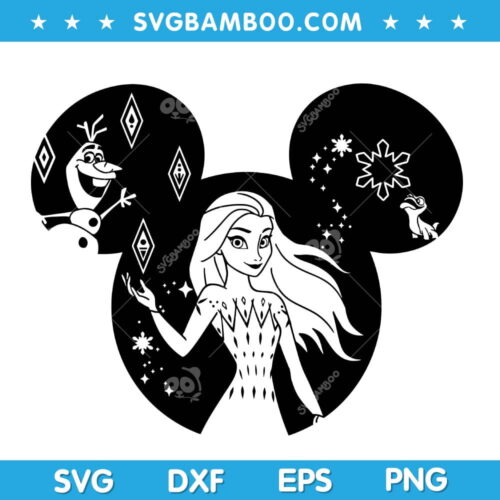 Disney Mouse Princess Elsa SVG, Disney Ears Frozen SVG, Disney Character Ears SVG, Princess Elsa SVG DXF EPS PNG