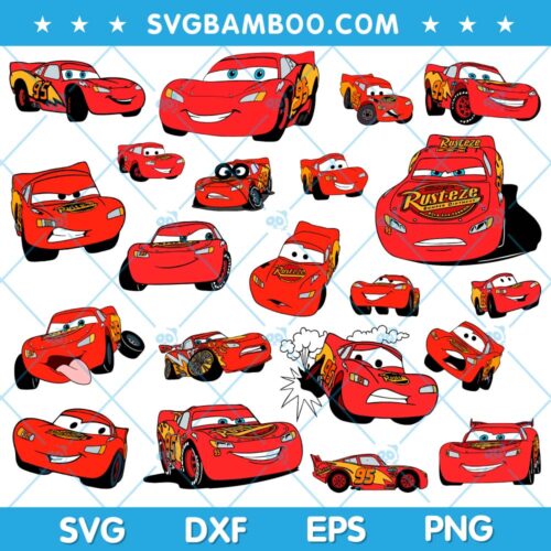 Disney Pixar Car Lightning McQueen SVG Bundle, Disney Pixar Car SVG Bundle, Cars Lightning Mcqueen SVG DXF EPS PNG