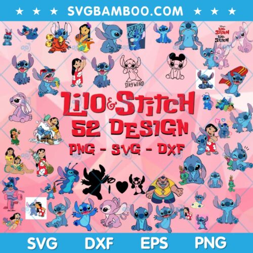 Disney Lilo And Stitch SVG Bundle, Lilo And Stitch 52 Design SVG Bundle, Disney Cartoon SVG Bundle DXF EPS PNG