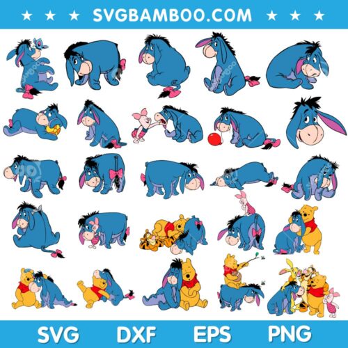 Eeyore SVG Bundle, Winnie The Pooh Eeyore SVG Bundle, Eeyore And Pooh SVG Bundle DXF EPS PNG