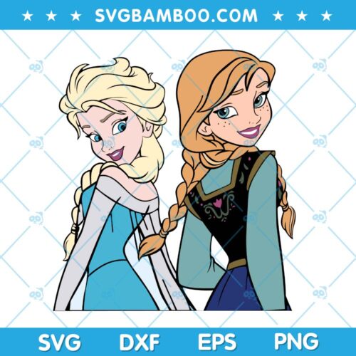Frozen Elsa and Anna SVG, Disney Elsa Anna SVG, Elsa Anna Frozen Together SVG, Disney Sisters SVG DXF EPS PNG