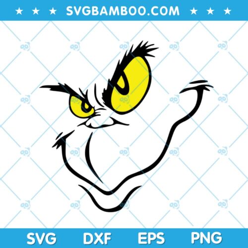 Funny Grinch Face SVG, Grinch Face Chirstmas SVG, Grinch Serious Face SVG, Grinch Yellow Eyes SVG DXF EPS PNG