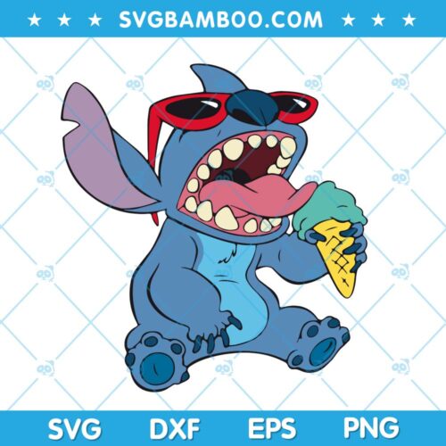 Funny Stitch Ice Cream SVG, Dinsey Stitch And Ice Cream SVG, Disney Character SVG DXF EPS PNG