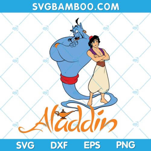 Genie and Aladdin SVG, Disney Aladdin Poser SVG, Aladdin and Genie Standing SVG, Disney Genie SVG DXF EPS PNG