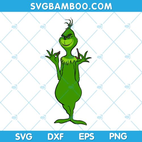 Grinch Break Candy Cane SVG, Christmas Grinch Candy Cane SVG, Christmas Grinch with Candy Cane SVG, Grinch and Candy SVG DXF EPS PNG