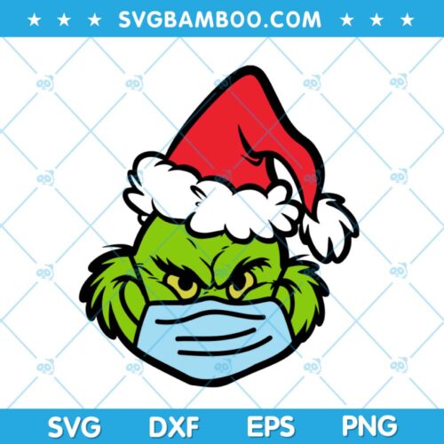 Grinch Face Mask SVG, Grinch Wearing Mask SVG, Face Mask and Grinch SVG, Face Mask SVG DXF EPS PNG