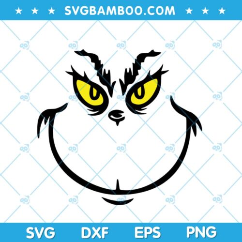 Grinch Face SVG, Grinch Face Black and White SVG, Wicked Grinch SVG, Grinch Face Christmas SVG DXF EPS PNG