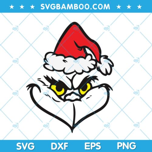 Grinch Face Santa SVG, Chirstmas Grinch Face SVG, Grinch Santa Hat SVG, Funny Grinch Face SVG DXF EPS PNG