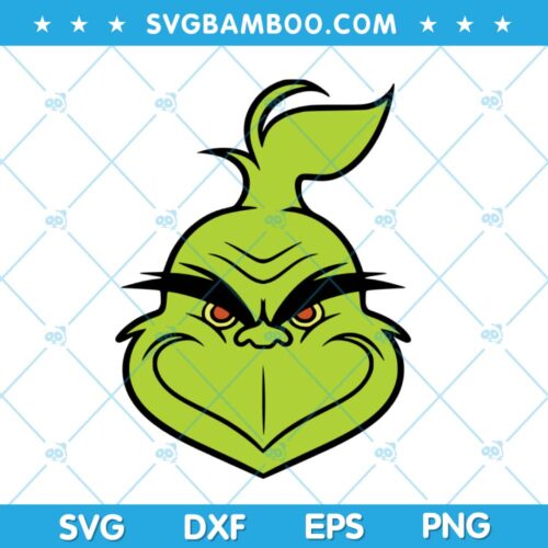 Grinch Funny Face SVG, Grinch Christmas Head SVG, Smile Grinch SVG, Christmas Grinch Face SVG DXF EPS PNG
