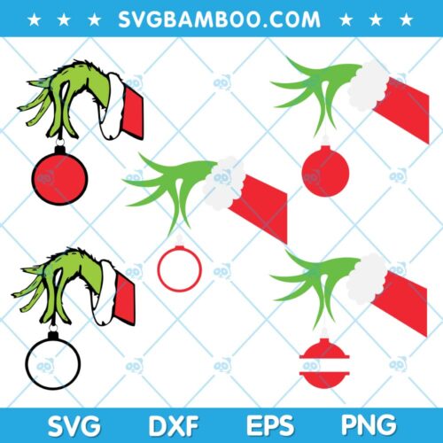 Grinch Hand Ornament SVG Bundle, Grinch Customized Ornament SVG Bundle, Grinch Chirstmas Decoration SVG Bundle, Chirstmas Hands Grinch SVG DXF EPS PNG