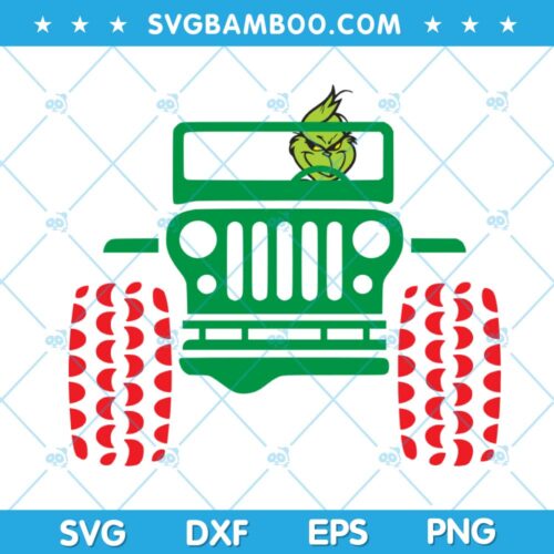 Grinch Jeep Car SVG, Christmas Funny Grinch SVG, Grinch Green Truck SVG, Grinch Driving SVG DXF EPS PNG