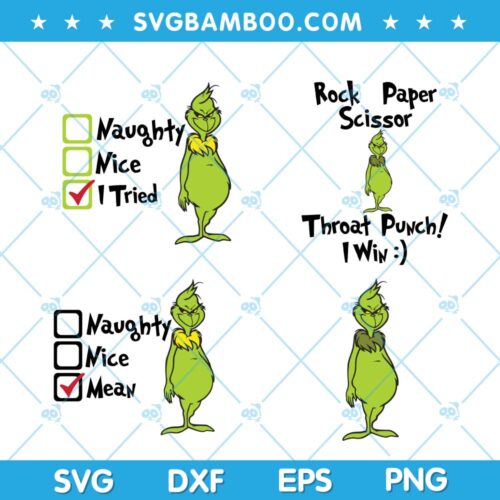 Grinch Naughty Nice I Tried SVG, Naughty Grinch Chirstmas SVG, Funny Grinch SVG, Grinch Rock Paper Scissors SVG DXF EPS PNG