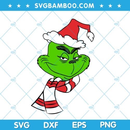 Grinch Santa Hat SVG, Christmas Grinch SVG, Santa Grinch with Hat SVG, Funny Grinch Santa SVG DXF EPS PNG