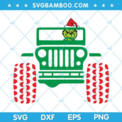 Grinch Santa Hat Jeep Car SVG, Grinch Driving SVG, Grinch Christmas Car SVG, Grinch Car SVG DXF EPS PNG