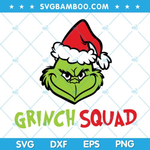 Grinch Squad Santa Hat SVG, Wicked Grinch Santa Hat SVG, Christmas Grinch Face SVG, Grinch Santa Hat SVG DXF EPS PNG