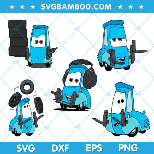 Guido Cars SVG Bundle, Disney Pixar Car Guido SVG Bundle, Disney Pixar Car SVG Bundle, Guido Cars Character SVG DXF EPS PNG