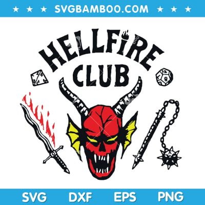 Hellfire Club Stranger Things SVG, Stranger Things 4 Hellfire Club SVG, Hellfire Skull And Weapons SVG DXF EPS PNG