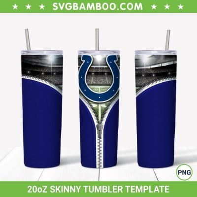 Indianapolis Colts Zipper 20oz Skinny Tumbler Template PNG, Indianapolis Colts Tumbler Wrap PNG, Football Sport Tumbler Sublimation Design PNG Download