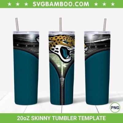 Jacksonville Jaguars Zipper 20oz Skinny Tumbler Template PNG, Jacksonville Jaguars Tumbler Wrap PNG, Sport Team Tumbler Sublimation Design PNG Download