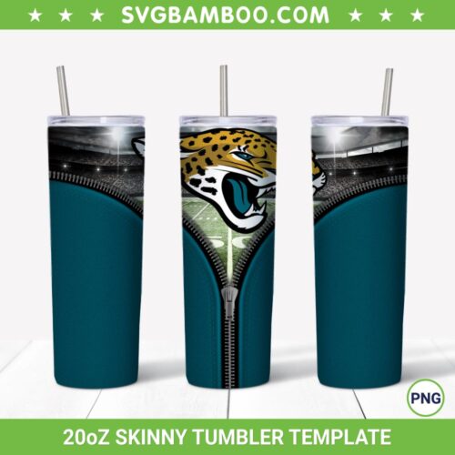 Jacksonville Jaguars Zipper 20oz Skinny Tumbler Template PNG, Jacksonville Jaguars Tumbler Wrap PNG, Sport Team Tumbler Sublimation Design PNG Download
