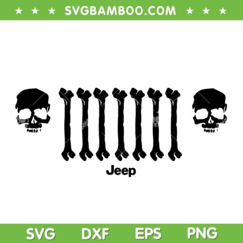 Jeep Bone Grille Black SVG, Jeep Bone SVG, Jeep Skeleton SVG, Skull Bone Collection SVG DXF EPS PNG
