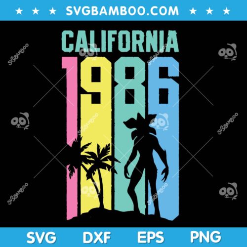 Junior Stranger Things California 1986 SVG, Rainbow Stripe Demogorgon Racerback SVG, Stranger Things D and D SVG DXF EPS PNG