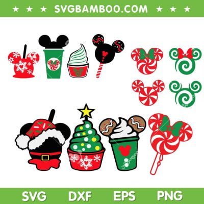 Mickey Christmas Snacks SVG, Disney Coffee Latte Candy SVG, Chirstmas Candy Coffee Snacks SVG DXF EPS PNG