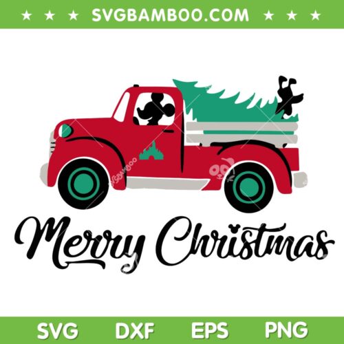 Mickey Christmas Truck SVG, Mickey Merry Christmas Truck SVG, Christmas Truck And Tree SVG DXF EPS PNG
