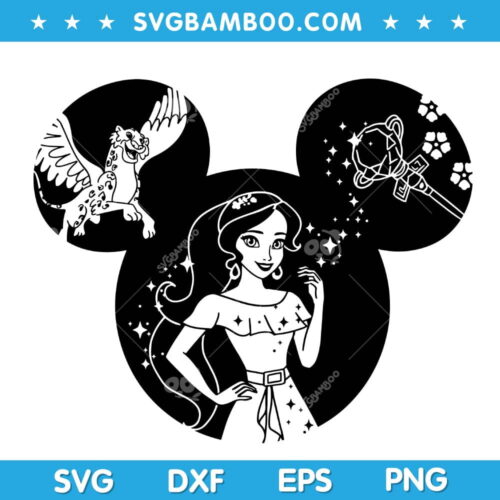 Mickey Ear Elena of Avalor SVG, Disney Character Ears SVG, Disney Mouse Princess SVG DXF EPS PNG
